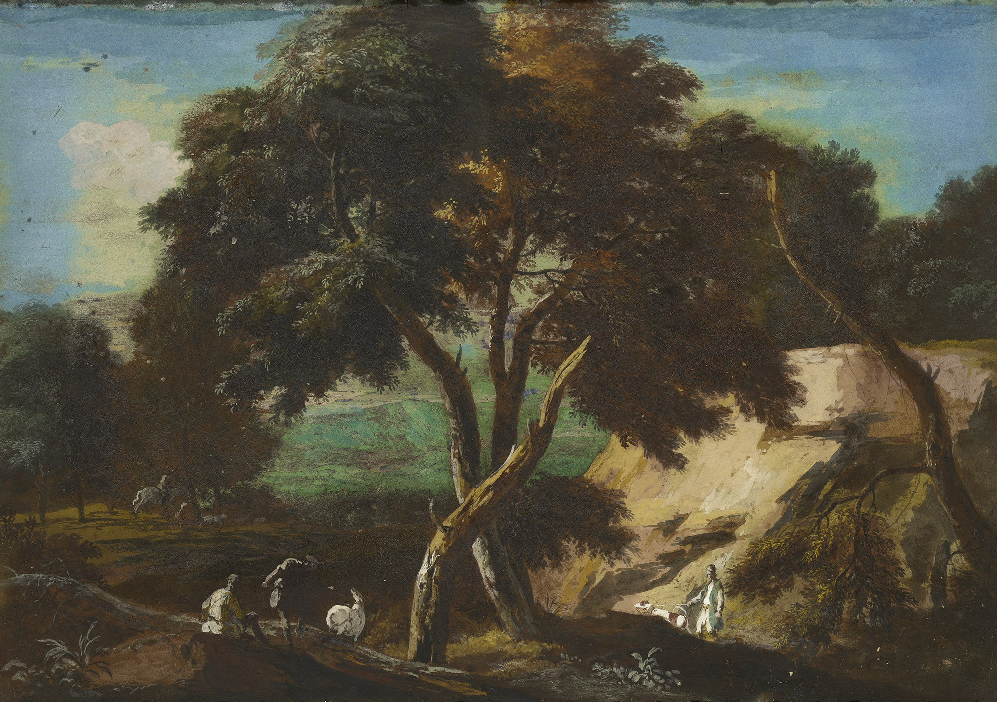 Marco Ricci, A Wooded Landscape with Huntsmen