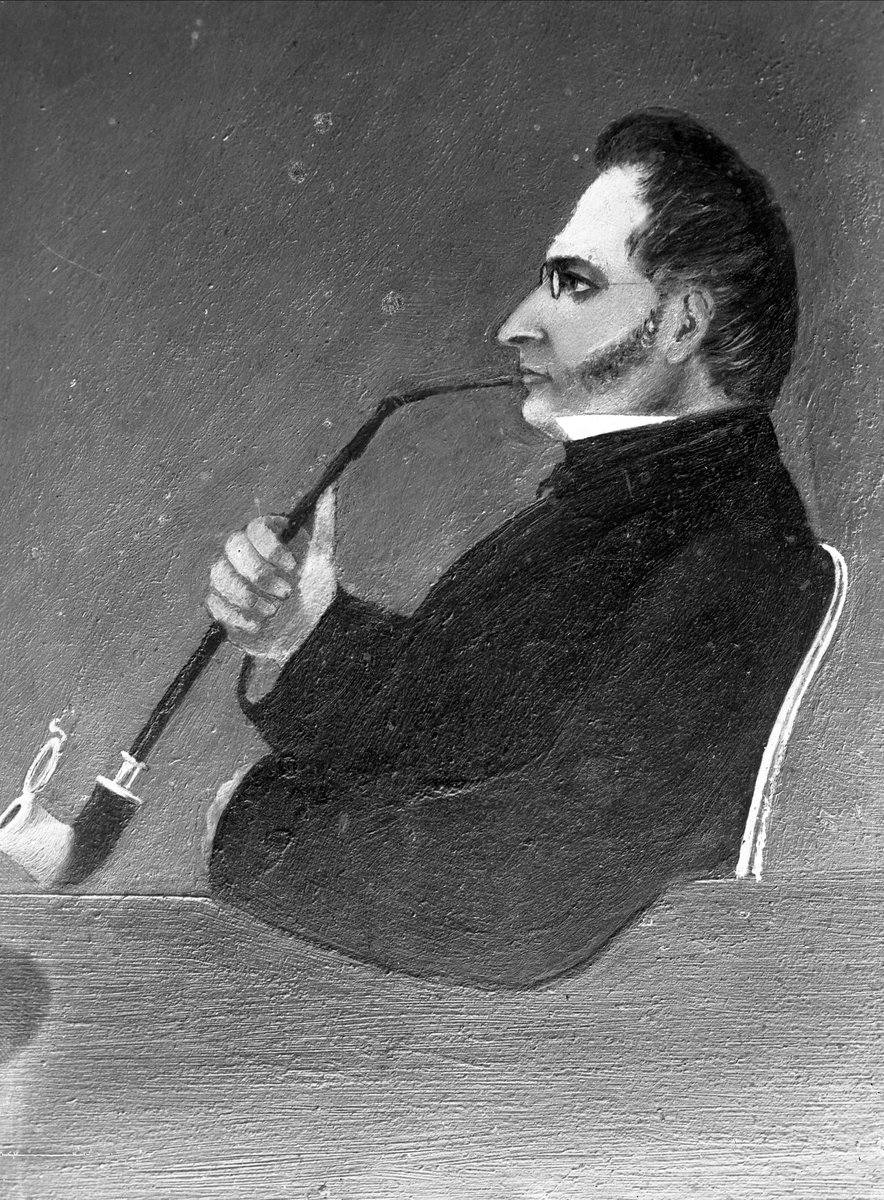 Gustav Borgen, Avfotografering. Maleri av mann med lang pipe.
