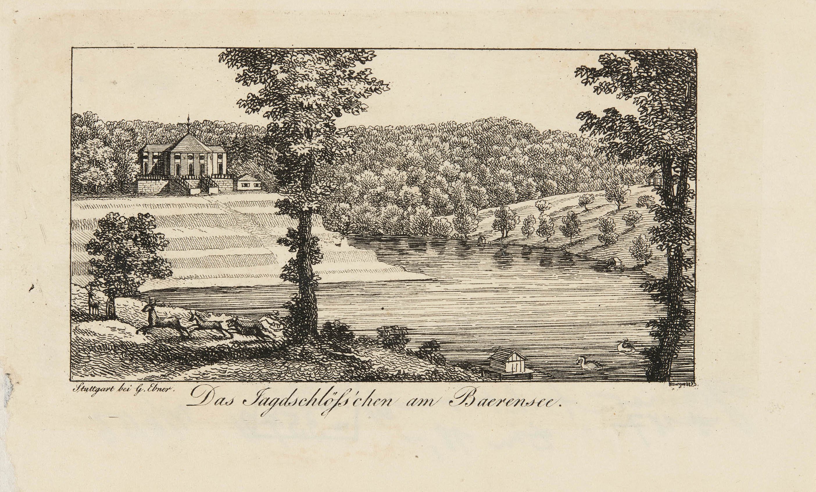 Verlag der G. Ebner'schen Kunsthandlung, Ansicht des Jagdschlösschens am Bärensee bei Stuttgart