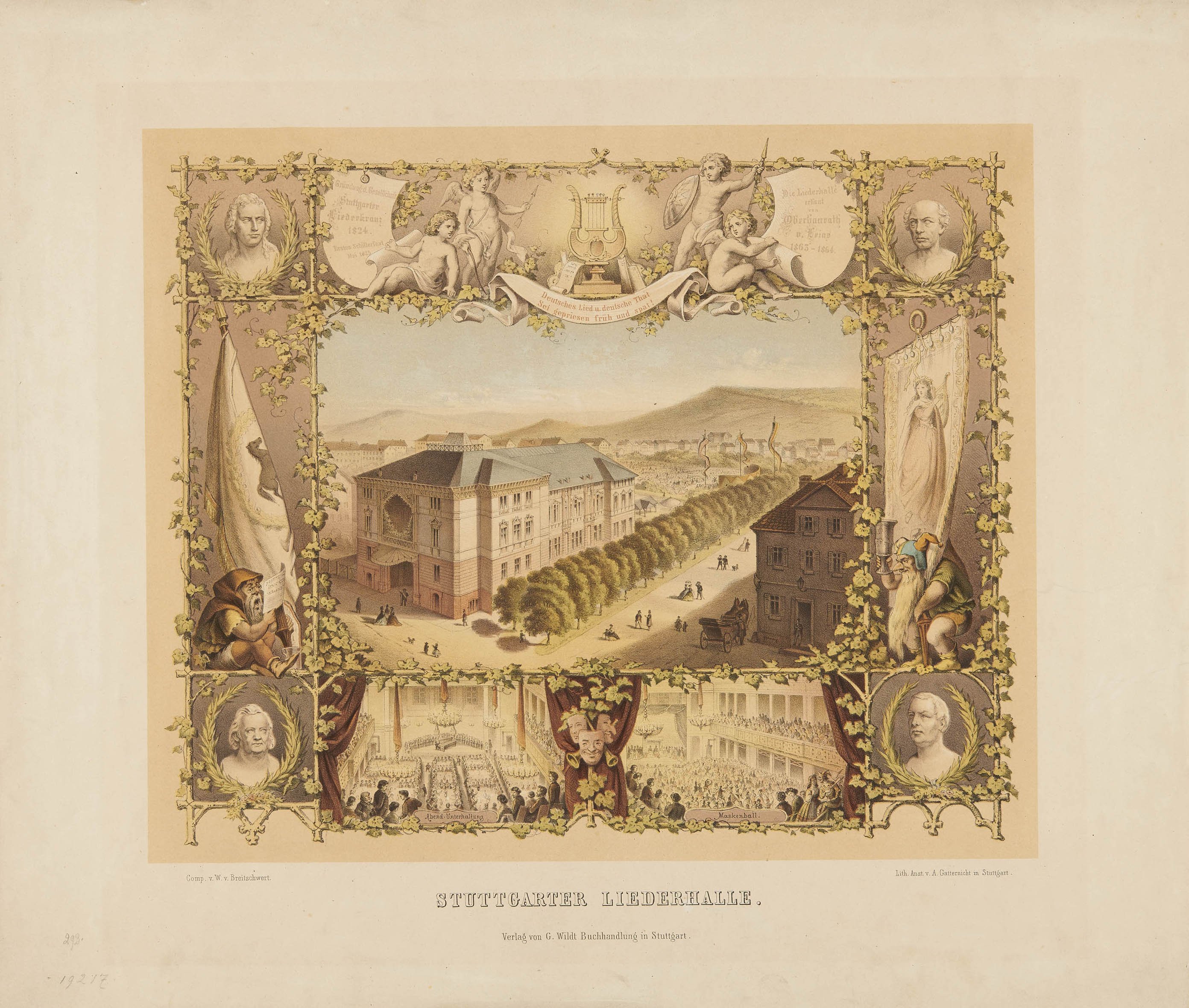 Adam Gatternicht, Ansicht der Stuttgarter Liederhalle 1864