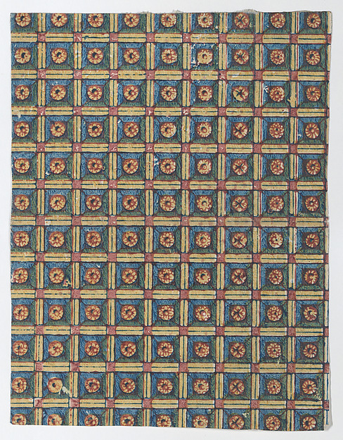 Anonymous, Sheet with overall geometric pattern with rosettes