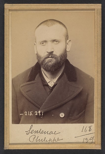 Alphonse Bertillon, Sentenac. Phillipe. 36 ans, né à Soulan (Ariège). Menuisier. Anarchiste. 7/3/94.