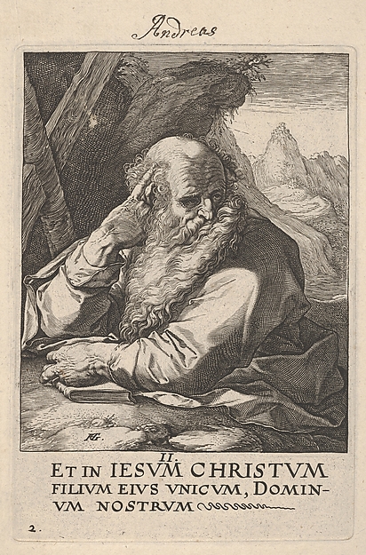 Hendrick Goltzius, St. Andrew, from "Christ, the Apostles and St. Paul with the Creed"