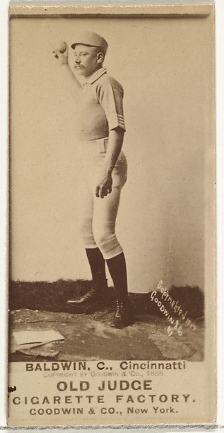 Goodwin & Company, Clarence Geoghan "Kid" Baldwin, Catcher, Cincinnati, from the Old Judge series (N172) for Old Judge Cigarettes