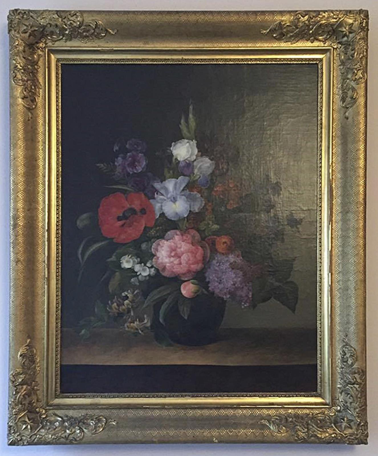 Hermania Neergaard, Blomsterbuket med valmue, syren og kaprifolium
