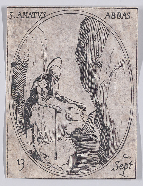 Jacques Callot, S. Amé, abbé (St. Amatus, Abbot), September 13th, from "Les Images De Tous Les Saincts et Saintes de L'Année" (Images of All of the Saints and Religious Events of the Year)