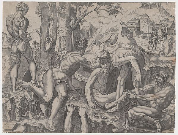 Agostino Veneziano (Agostino dei Musi), The Climbers
