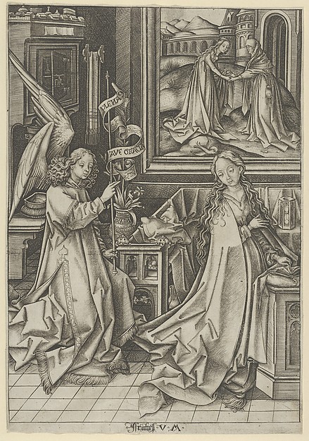 Israhel van Meckenem, The Annunciation, from "The Life of the Virgin"