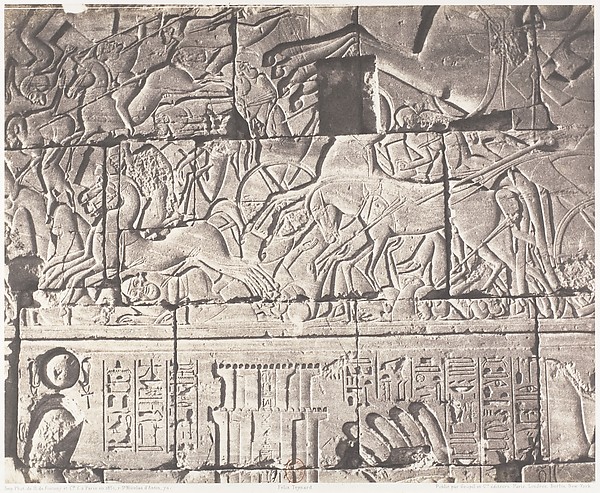 Félix Teynard, Karnak (Thèbes), Enciente du Palais - Détails de Sculptures au Point O