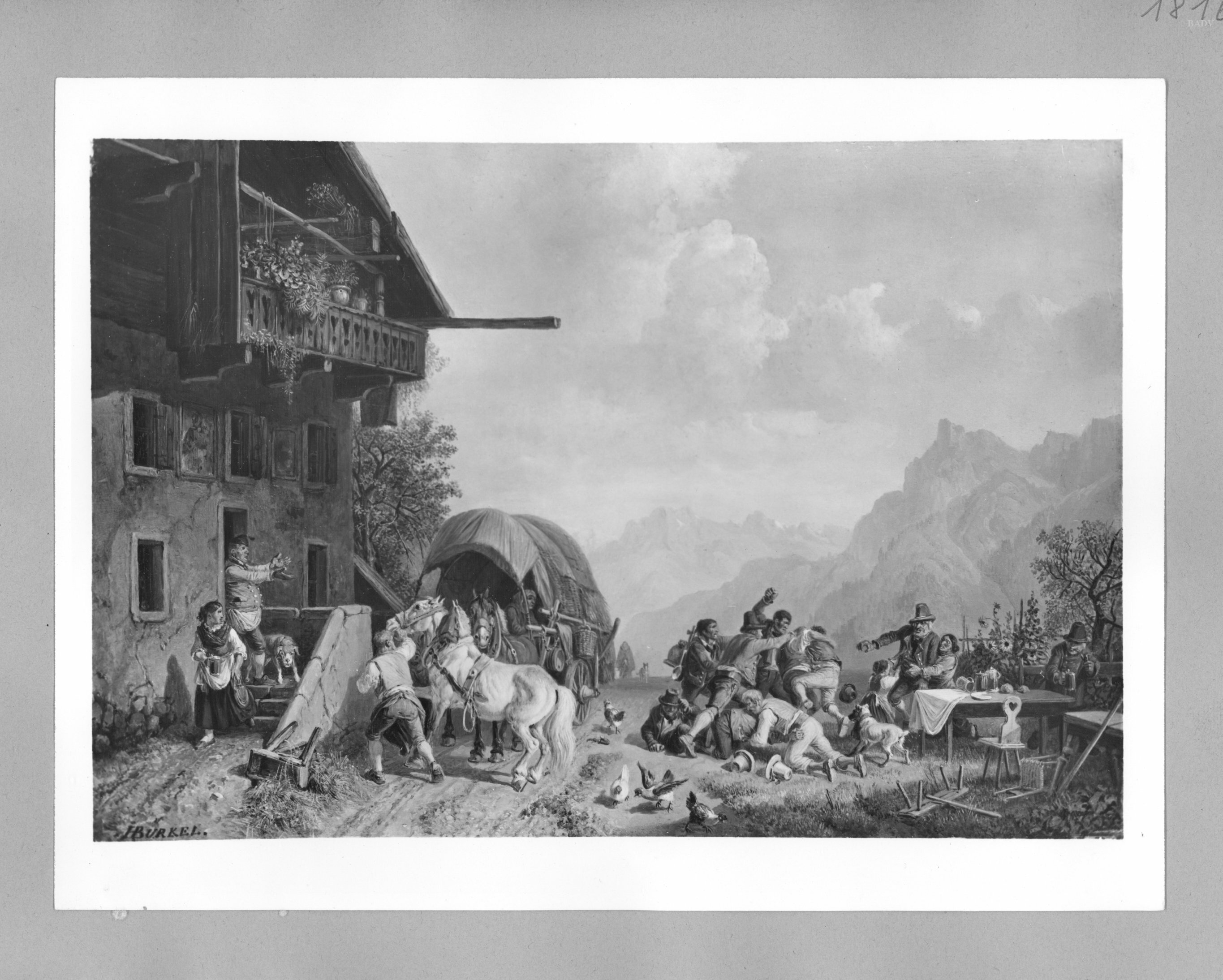 Heinrich Bürkel, Rauferei vor einem Wirtshaus