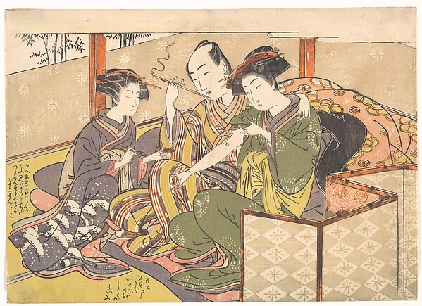 Kitao Shigemasa, Servant Applying Medicinal to Geisha's Arm
