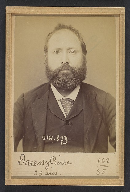 Alphonse Bertillon, Daressy. Pierre. 39 ans, né à Lherme (Haute-Garonne). Cordonnier. Anarchiste. 28/2/94.