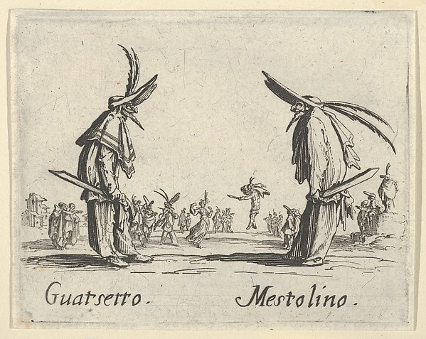 Jacques Callot, Guarserro - Mestolino, from "Balli di Sfessania" (Dance of Sfessania)