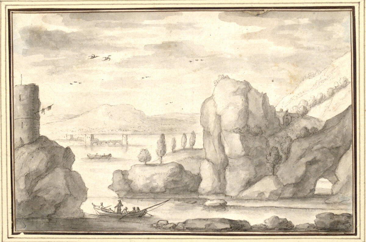 AlbertFlamen, Von Felsen flankierte Flußmündung mit Rundturm (IV-32)