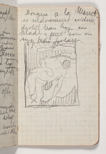 J.A. Jerichau (II), Løse rids af komposition efter Gauguins Nøgen bretonsk dreng, 1889 samt iagttagelser gjort efter malerier af bl.a. Cezanne, Gauguin og Pissaro på impressionistudstillingen i Kunstforeningen, København, april 1911