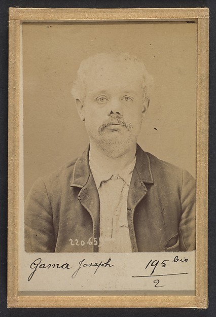 Alphonse Bertillon, Gama. Joseph. 41 ans, né le 5/3/42 à Paris IXe. Graveur. Anarchiste. 6/7/94.
