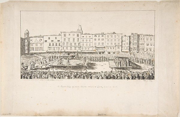 Anonymous, British, 19th century, An Execution of Seven Boores Rebels in Lintz, June 16, 1636