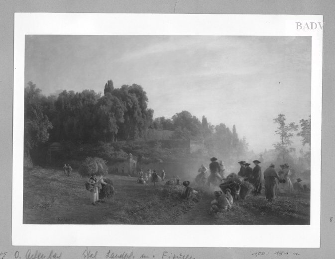 Oswald Achenbach, Südliche Parklandschaft mit Volksszene