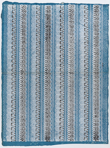 Anonymous, Sheet with four borders with a lace pattern