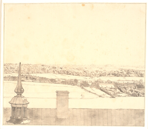 Christen Købke, Tagryggen af Frederiksborg med udsigt over sø, by og skov