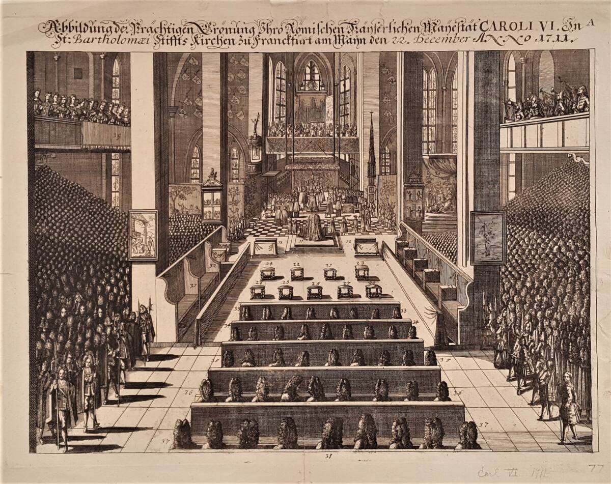 Anonym, Krönung des Römisch-Deutschen Kaisers Karl VI. im St. Bartholomäus-Dom in Frankfurt am Main am 22. Dezember 1711