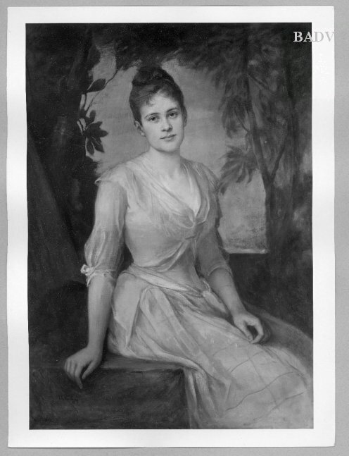 Friedrich August von Kaulbach, Portrait of a lady in white dress