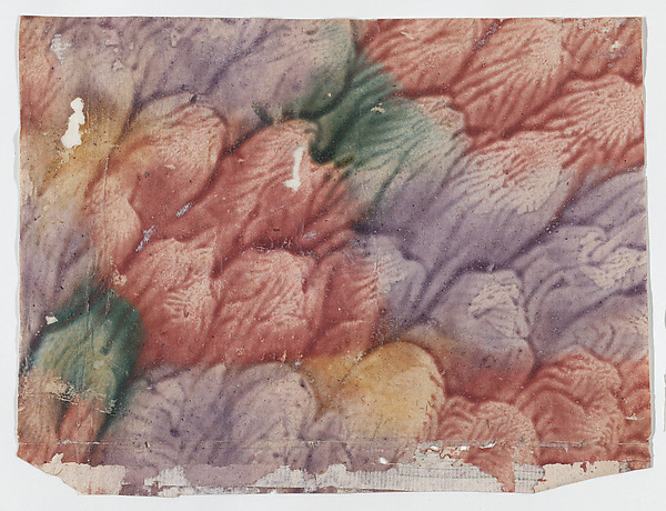 Anonymous, Paste paper with red, purple, yellow, and green design