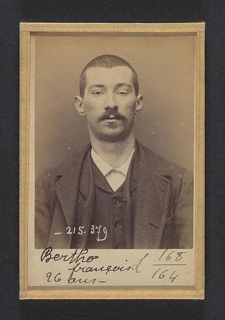 Alphonse Bertillon, Bertho. François, Élie. 26 ans, né le 30/9/67 à Jallais (Maine & Loire). Employé. Anarchiste. 9/3/94.