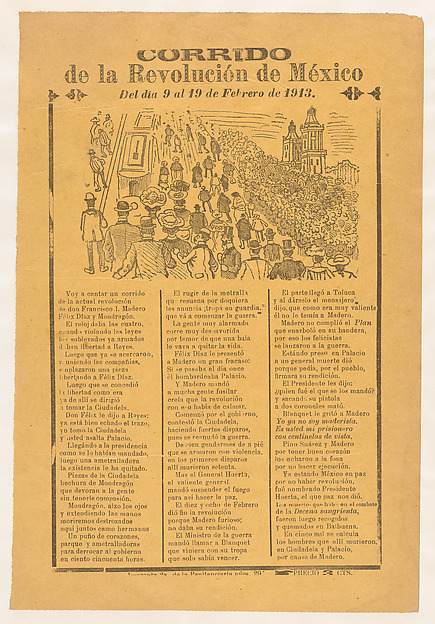 José Guadalupe Posada, A ballad of the Mexican Revolution