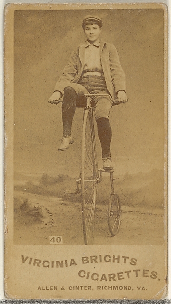 Allen & Ginter, Card 40, from the Girl Cyclists series (N49) for Virginia Brights Cigarettes