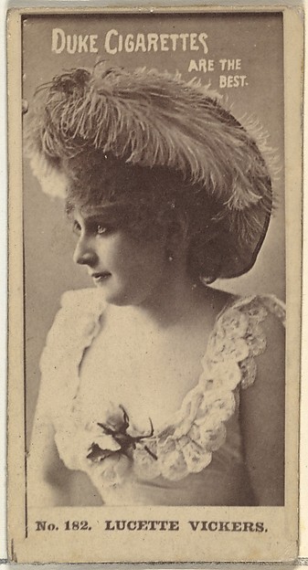 W. Duke, Sons & Co., Card Number 182, Lucette Vickers, from the Actors and Actresses series (N145-6) issued by Duke Sons & Co. to promote Duke Cigarettes