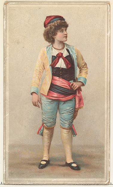 W. Duke, Sons & Co., Actress wearing wide pink and black sash, from Stars of the Stage, Second Series (N130) issued by Duke Sons & Co. to promote Honest Long Cut Tobacco