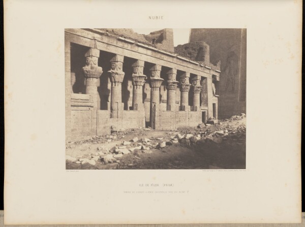 Félix Teynard, Ile de Fîleh (Philæ). Temple de l'Ouest - Face Orientale vue du Point F