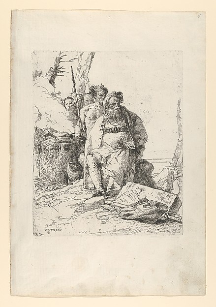 Giovanni Battista Tiepolo, Magician with four Figures near a smoking Altar, from the Scherzi