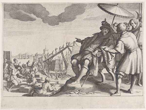 Jacques Callot, Le Grand Duc Fait Fortifier le Port de Livourne (The Grand Duke Fortifying the Port of Livourne), from La Vie de Ferdinand Ier de Médicis série appelée aussi Les Batailles des Médicis (The Life of Ferdinand I de'Medici also called The Medici Battles)