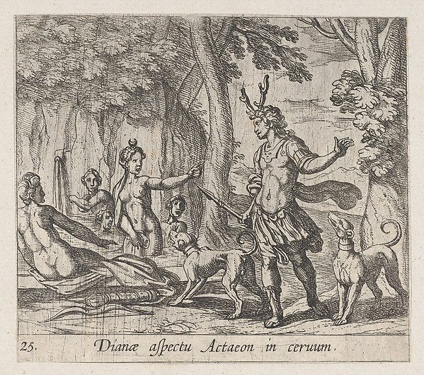 Antonio Tempesta, Plate 25: Acteon Changed into a Stag (Dianae aspectu Actaeon in ceruum), from Ovid's 'Metamorphoses'