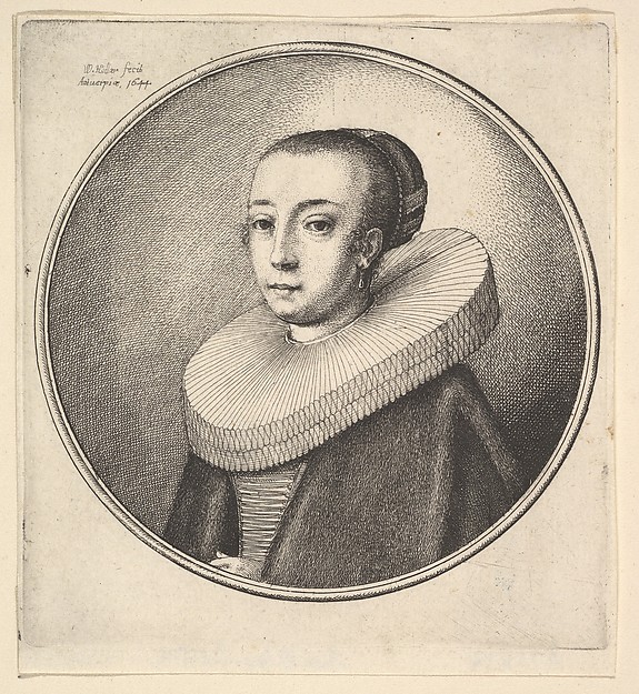 Wenceslaus Hollar, Woman with circular lace ruff, from "Women's Heads Framed in Roundels"