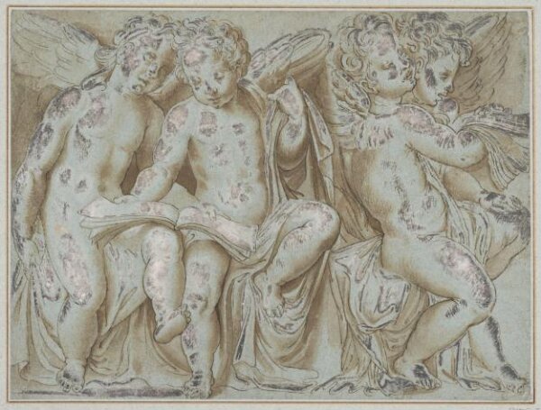Unknown, Four seated putti