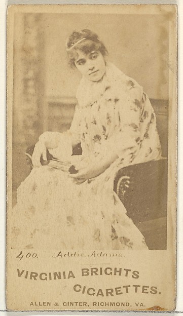 Allen & Ginter, Card 400, Addie Adams, from the Actors and Actresses series (N45, Type 1) for Virginia Brights Cigarettes