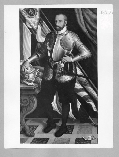 Giovanni Battista Bertucci, Portrait of a knight+) with flags