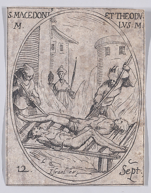 Jacques Callot, S. Macédonius et S. Théodule (St. Macedonius and St. Theodolus), September 12th, from "Les Images De Tous Les Saincts et Saintes de L'Année" (Images of All of the Saints and Religious Events of the Year)