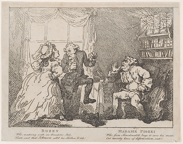 Thomas Rowlandson, Bozzy and Madame Piozzi (Frontispiece, "Bozzy and Piozzi" by Peter Pindar)
