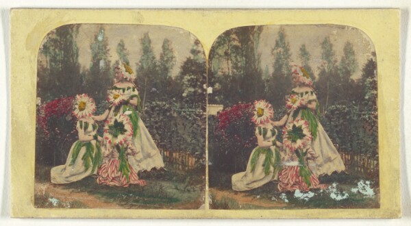 Unknown, [Three women dressed as "flowers"]