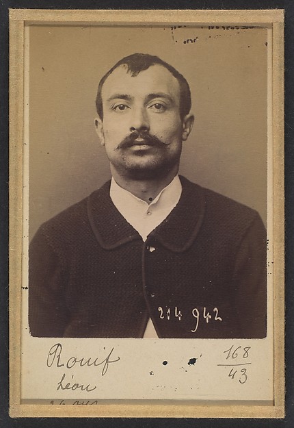 Alphonse Bertillon, Rouif. Léon. 27 ans, né à Villethierry (Yonne). Garçon boucher. Anarchiste. 1/3/94.
