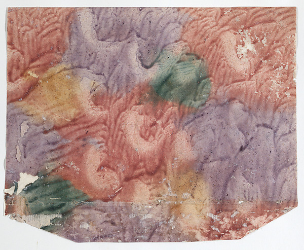 Anonymous, Paste paper with red, purple, yellow, and green design