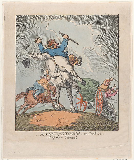 Thomas Rowlandson, A Land Storm, or Jack Tars Out of Their Element