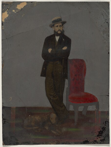 Unknown, [Portrait of man and dog]