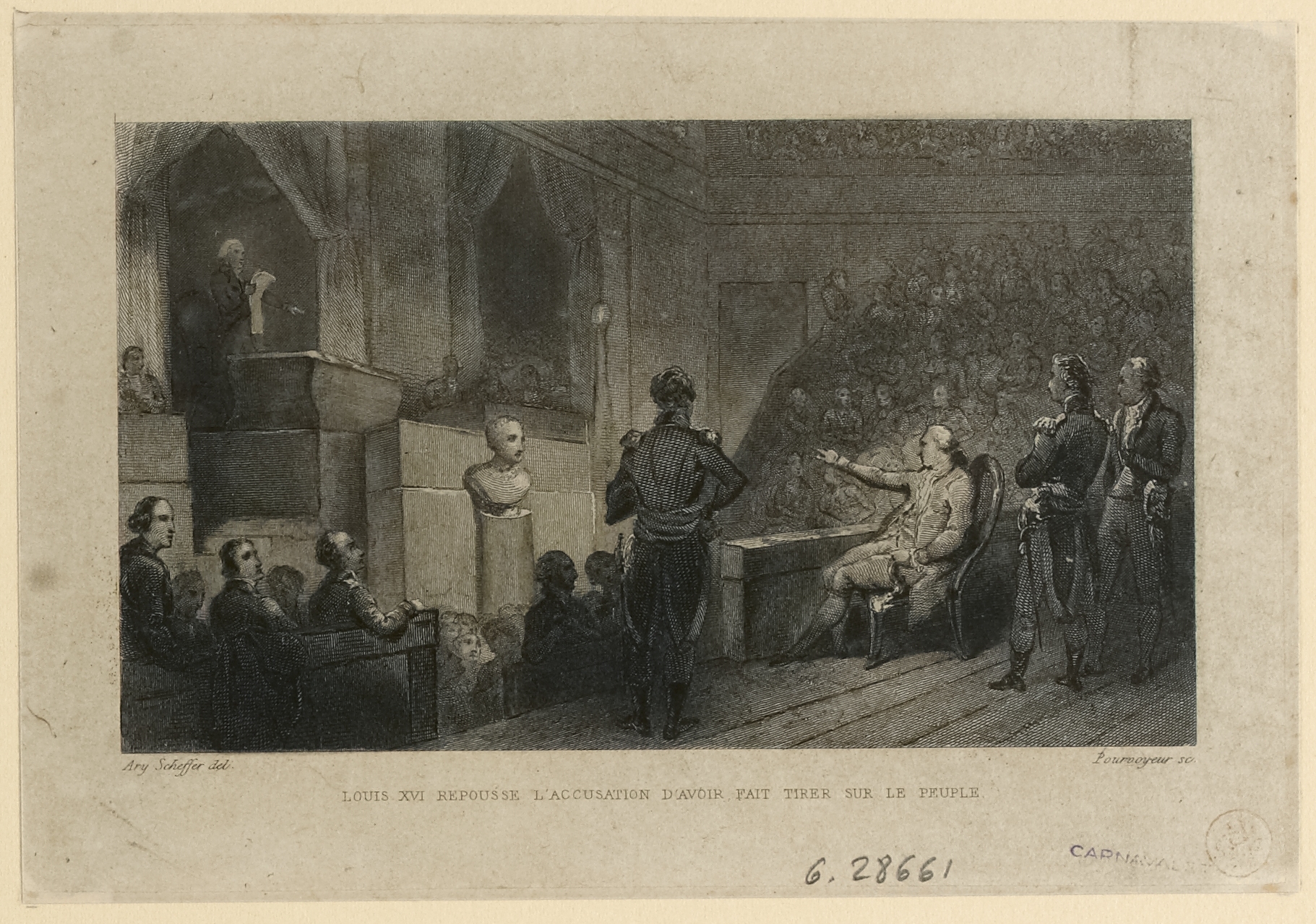 Ary Scheffer, Louis XVI à l'Assemblée de la Convention Nationale, salle des Manèges du palais des Tuileries, 11 décembre 1792.