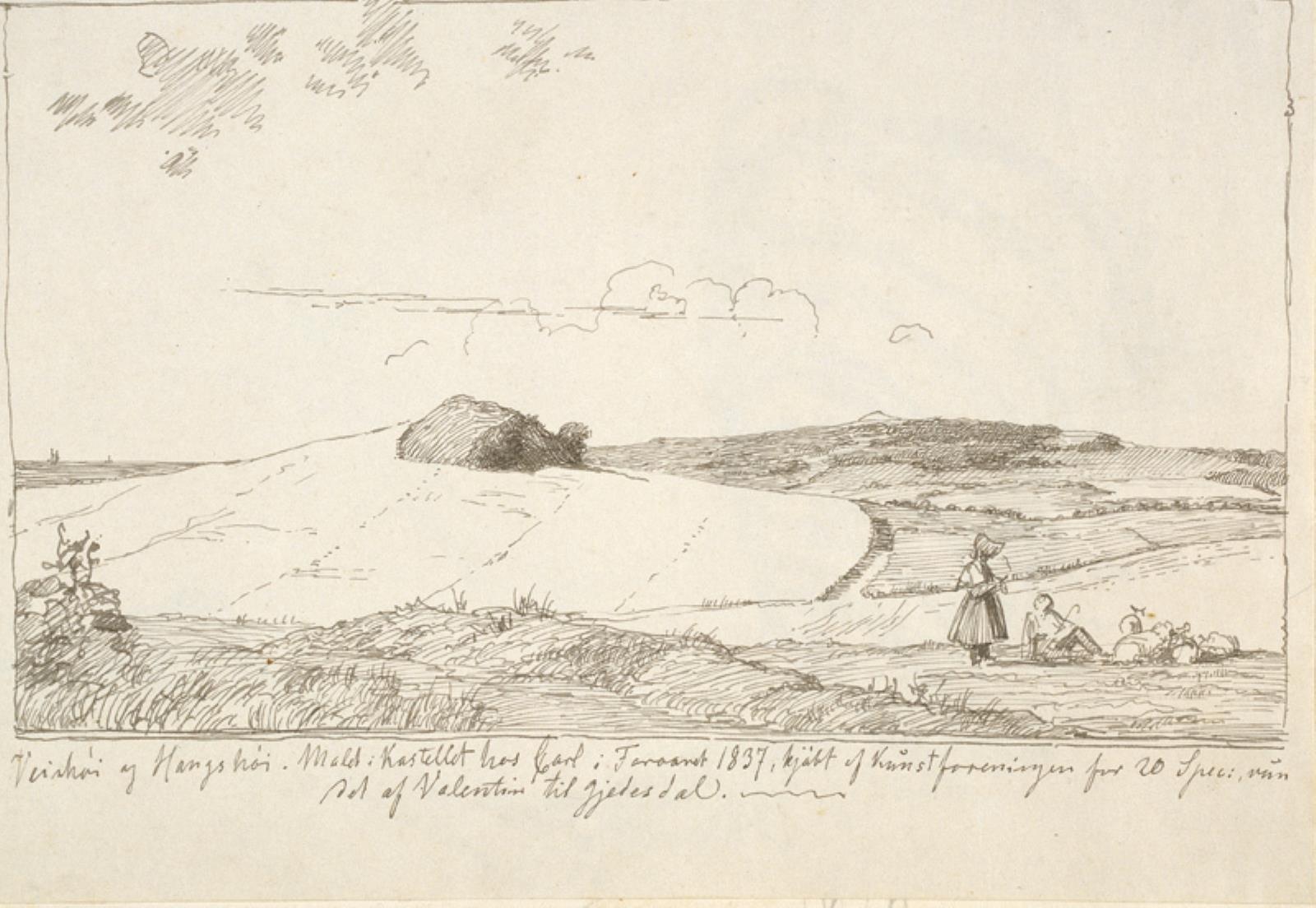 Johan Thomas Lundbye, Sjællandsk landskab. I baggrunden Vejrhøj, indklæbet f.n. side 6