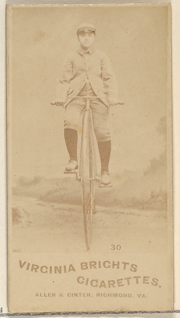 Allen & Ginter, Card 30, from the Girl Cyclists series (N49) for Virginia Brights Cigarettes